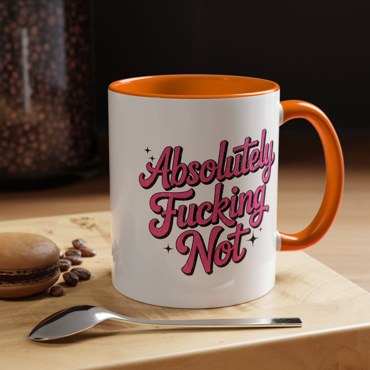 Absolutely Not Coffee Mug, Funny Sarcastic Pink Retro Lettering, Sassy Birthday Gift for a Best Friend or Office Work Bestie