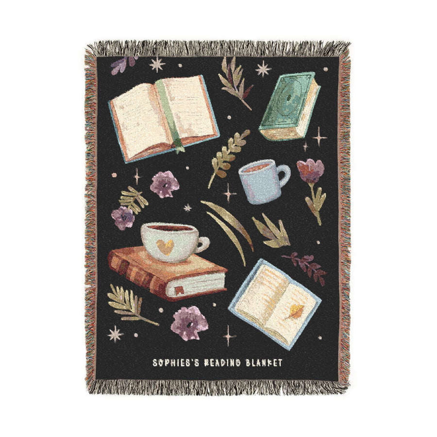 Personalized Reading Woven Blanket, Custom Book Lover Throw Blanket, Cozy Library Decor, Reader Gift, Bookish Coffee Blanket