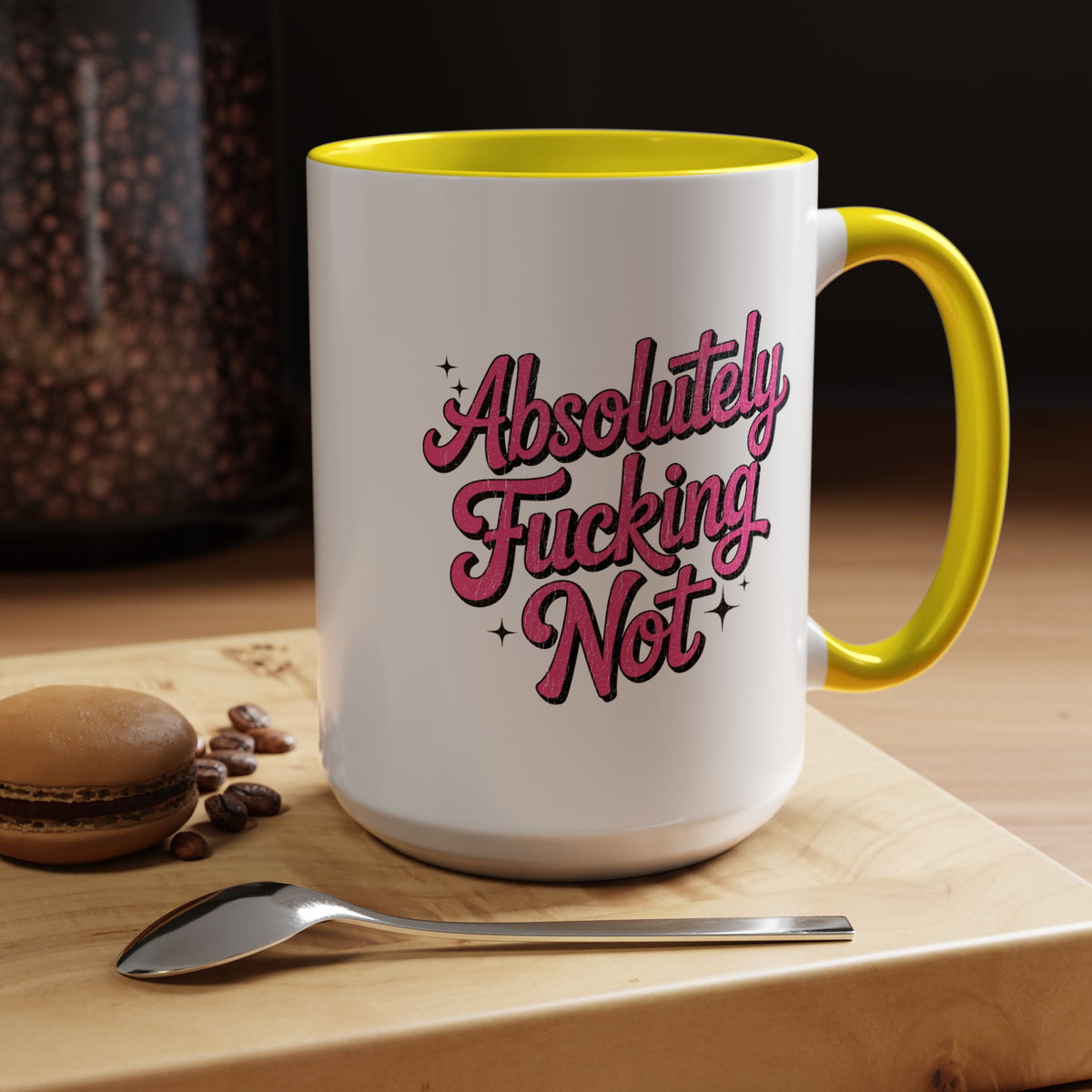 Absolutely Not Coffee Mug, Funny Sarcastic Pink Retro Lettering, Sassy Birthday Gift for a Best Friend or Office Work Bestie