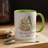 Personalized Floral Initial Mug, Custom Name Coffee Mug with Monogram Letter, Rooted in Beauty Gift for Women, Botanical Birthday Cup