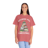 Booked for Christmas Shirt, Book Lover Holiday T-Shirt, Christmas Tree Books Tee, Cozy Reading Gift for Librarian, Teacher or Bookworm