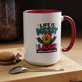Funny Life Is Messy Mug, Colorful Bird Coffee Cup, Humorous Gift for Friend, Coworker Birthday Present, Cheerful Office Desk Drinkware