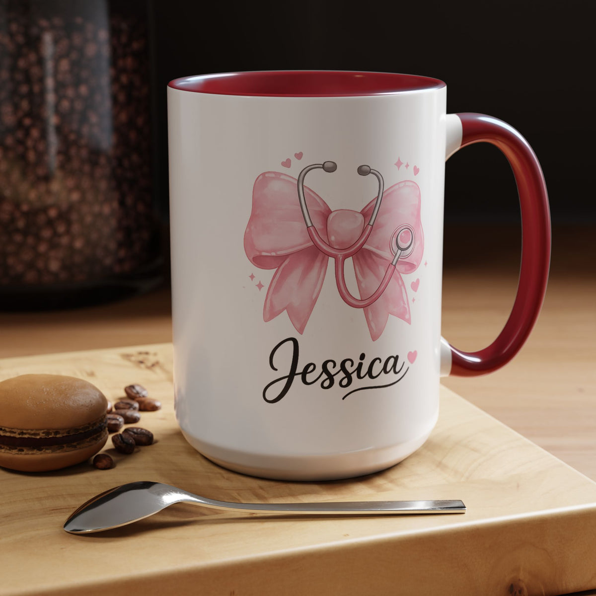 Personalized Nurse Mug, Custom Nurse Name Coffee Mug, Pink Stethoscope Gift, RN Appreciation Gift, Nurse Graduation Cup