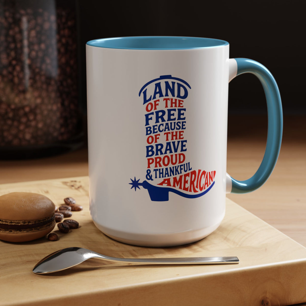 Land of the Free Because of the Brave Mug, Patriotic American Coffee Mug, Proud and Thankful USA Gift, Veteran Family Cup