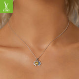 Silver Charm Original Sparkling Sun Moon Necklace Female Personality Trendy Sun Moon s925 Pure Silver Clavicle Chain