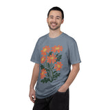 Orange Daisy Graphic Shirt, Retro Floral T-Shirt for Flower Lovers, Groovy Botanical Tee, Cheerful Garden Gift for Women and Gardeners