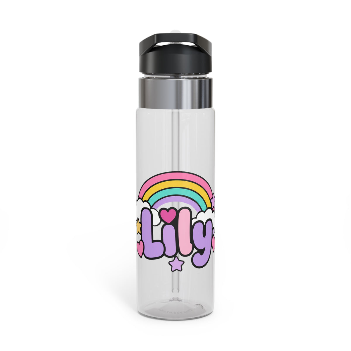 Personalized Rainbow Water Bottle, Pastel Custom Name Drink Bottle for Girls, Cute Kids School Bottle, Birthday Gift for Her