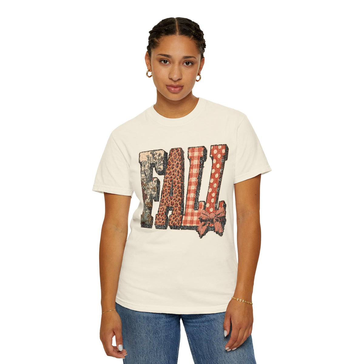 Patchwork Fall Shirt, Floral Leopard Plaid Autumn Graphic Tee, Coquette Bow Seasonal Gift for Women, Cozy Thanksgiving Outfit for Her