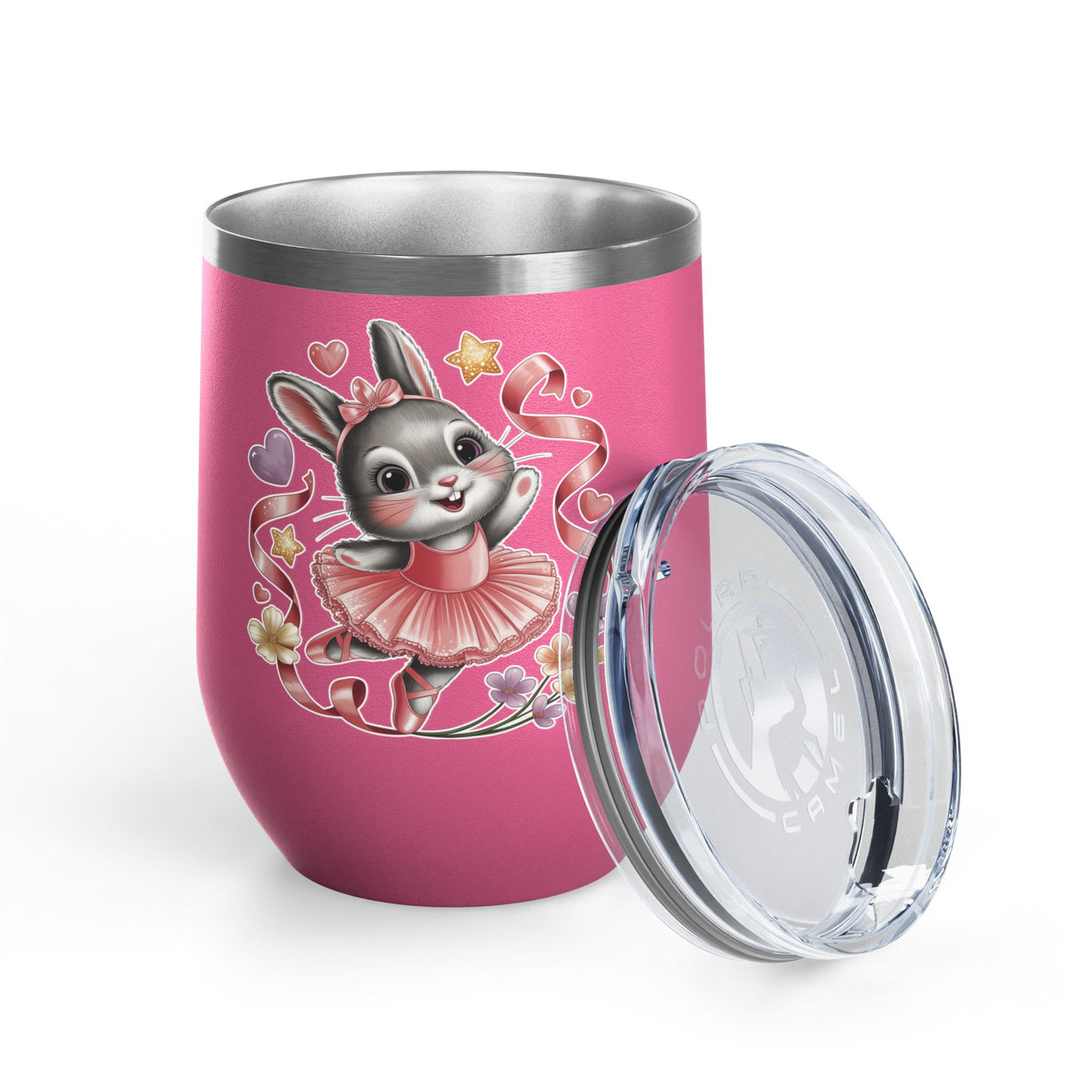Ballet Bunny Wine Tumbler, Cute Pink Rabbit Cup, Gift for Ballerinas, Dance Students, Bunny Lovers and Ballet Besties