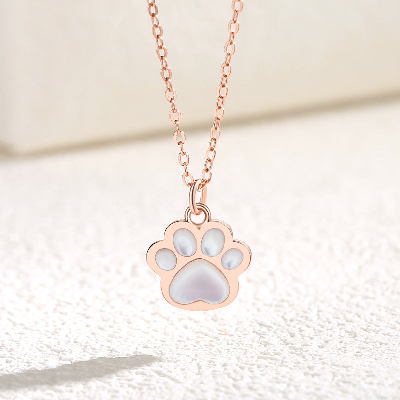 Heart Cat Claw Necklace Sterling Silver Vibrato With The Same Niche Design Cute Girlfriends Pendant Collarbone Chain Girly Style