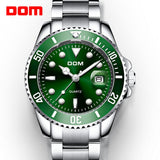 DOM men's dive-style watch, green bezel and dial, stainless steel bracelet
