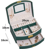 New Wear-resista Leather Jewelry Box Travel Jewelry Organizer Multifunction Necklace Earring Storage Box with Mirror Gifts