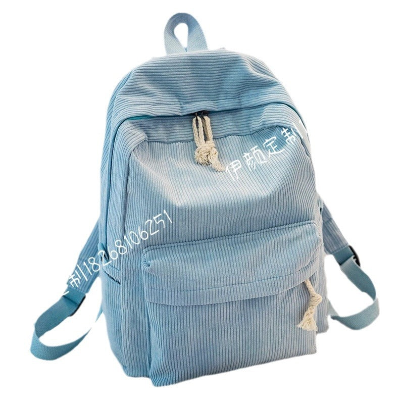 Etsy Cross-border Cute Corduroy Large Capacity Backpack with Adhesive for Letters, Kids and Students School Bag