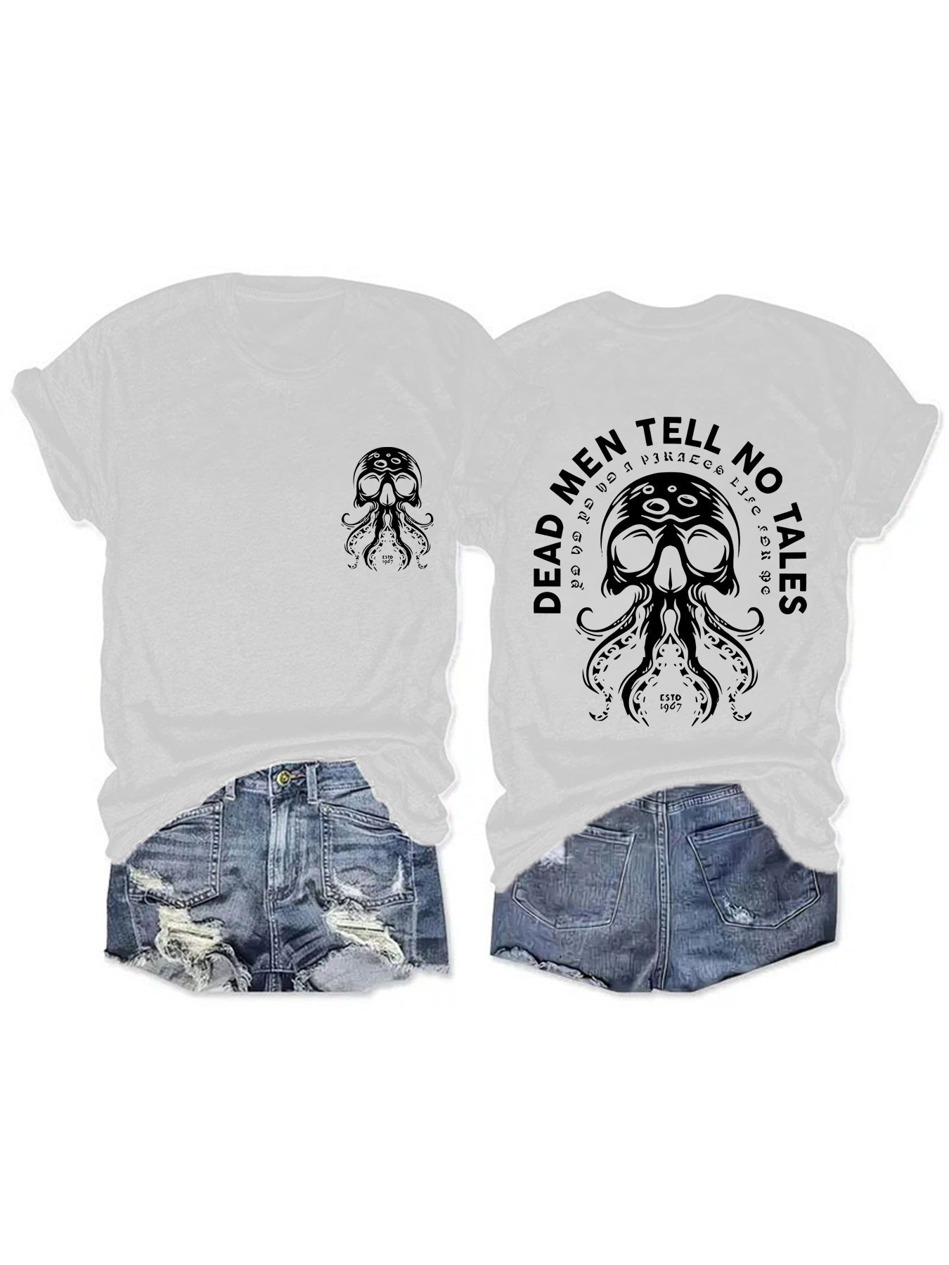 Octopus Monster Halloween Round Neck Short Sleeve