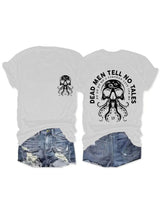 Octopus Monster Halloween Round Neck Short Sleeve