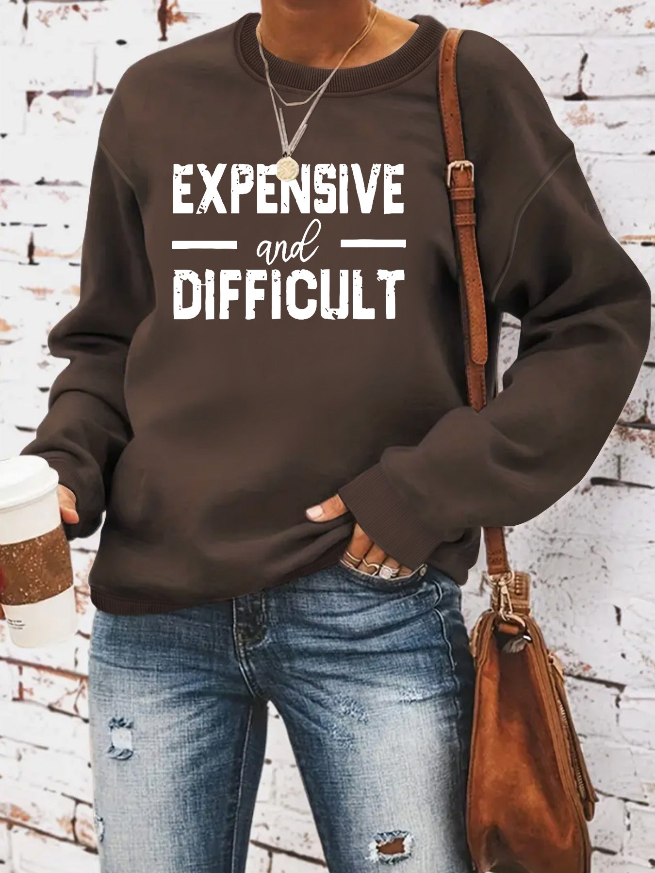 Round neck EXPENSIVE printed pullover sweatshirt sweatshirt