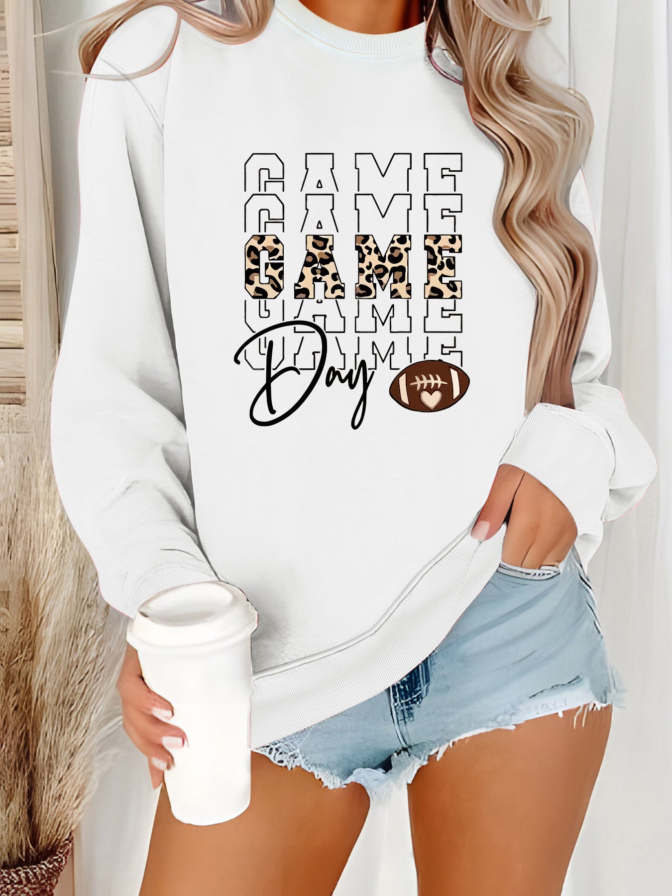 Round neck GAME printed pullover sweatshirt sweatshirt