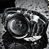 LIGE Simple Skull Stereoscopic Watch