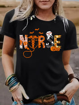 Halloween printed short sleeved t-shirt for women