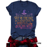 Printed short sleeved humorous witch Halloween