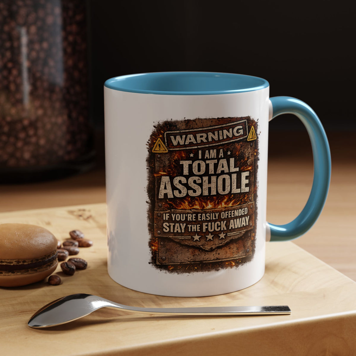Funny Adult Humor Mug, Warning Total Asshole Coffee Mug, Sarcastic Gift for Men, Offensive Humor Cup, Funny Friend Gift