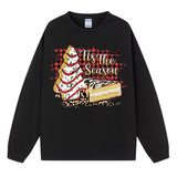 Cake print Christmas sweatshirt for ladies