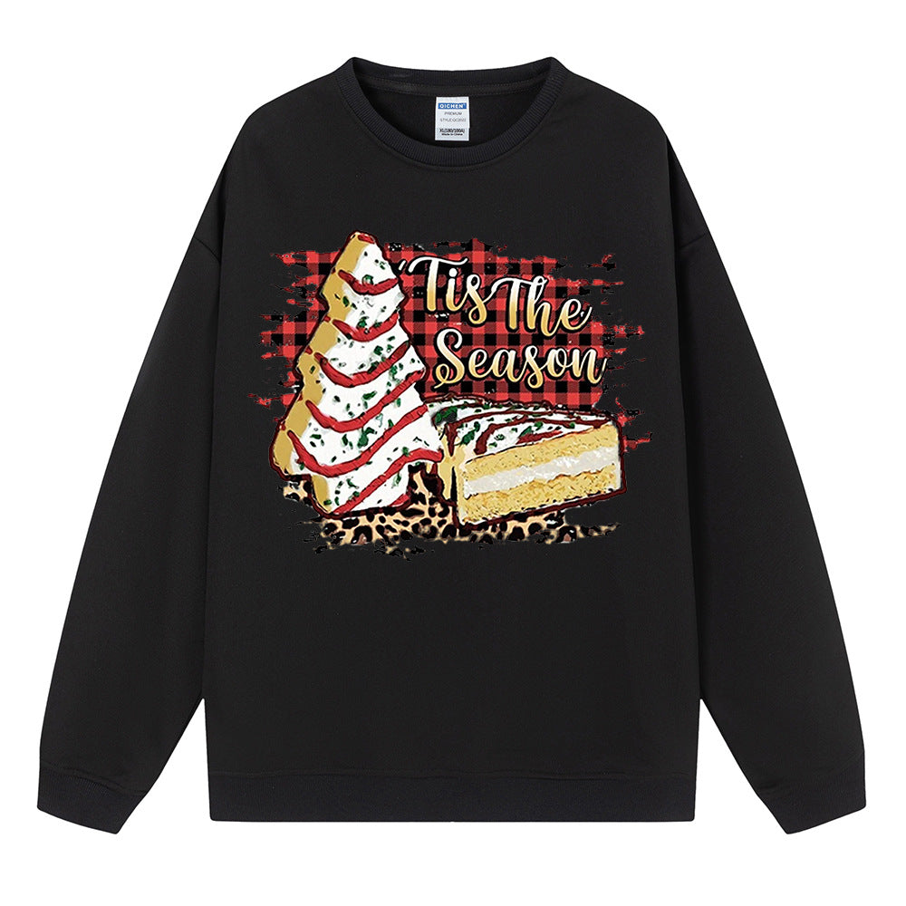 Cake print Christmas sweatshirt for ladies