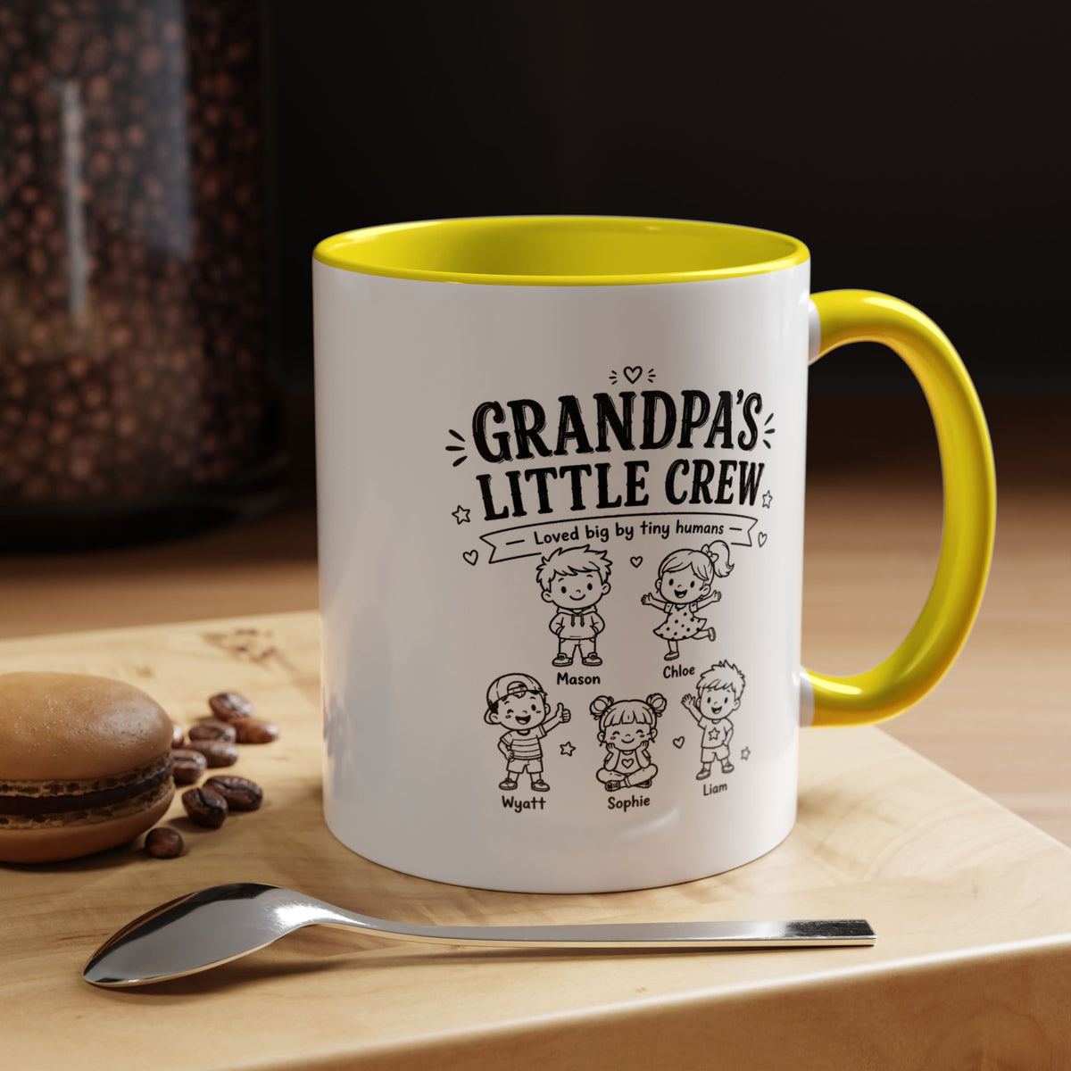 Personalized Grandpa Mug, Grandpa's Little Crew Coffee Cup, Grandchildren Name Gift, Father's Day Present, Family Birthday Keepsake
