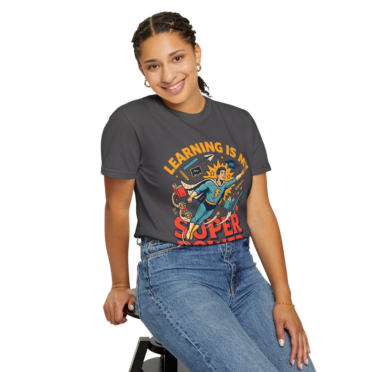 Teacher Superhero Comfort Colors Shirt, Learning Is My Super Power Tee, Teacher Appreciation Gift, Back To School Educator Shirt