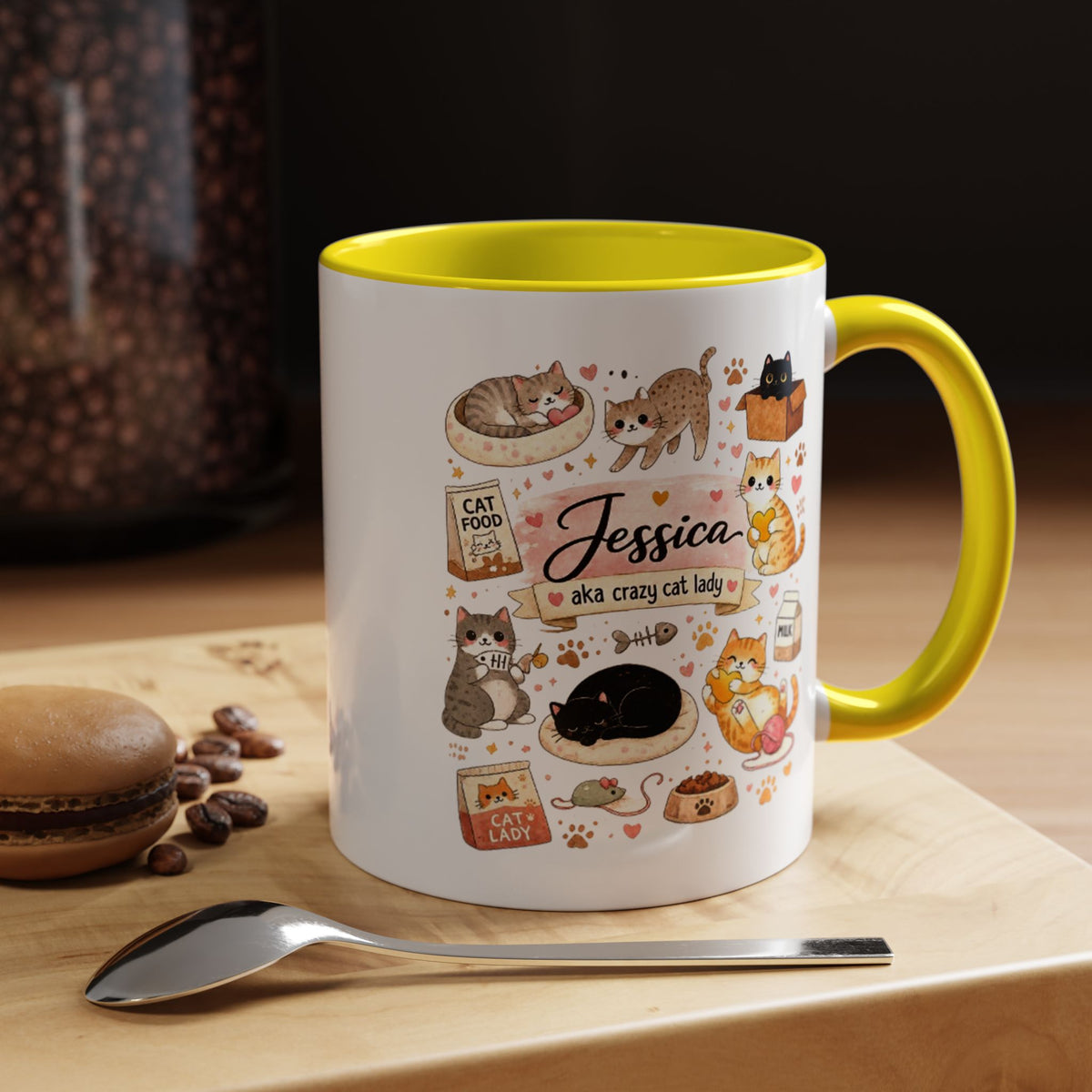 Personalized Cat Mom Mug, Custom Crazy Cat Lady Coffee Mug, Cat Lover Gift with Name, Cute Cat Mom Mug for Women
