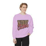 Merry Christmas Leopard Print Sweatshirt, Trendy Holiday Crewneck, Cheetah Lettering Pullover, Festive Gift for Women, Mom or Teacher