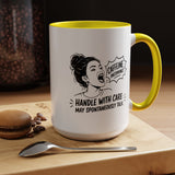 Funny Coffee Lover Mug, Caffeine Incoming Coffee Cup, Handle With Care Mug, Funny Coworker Gift, Office Humor Mug for Women