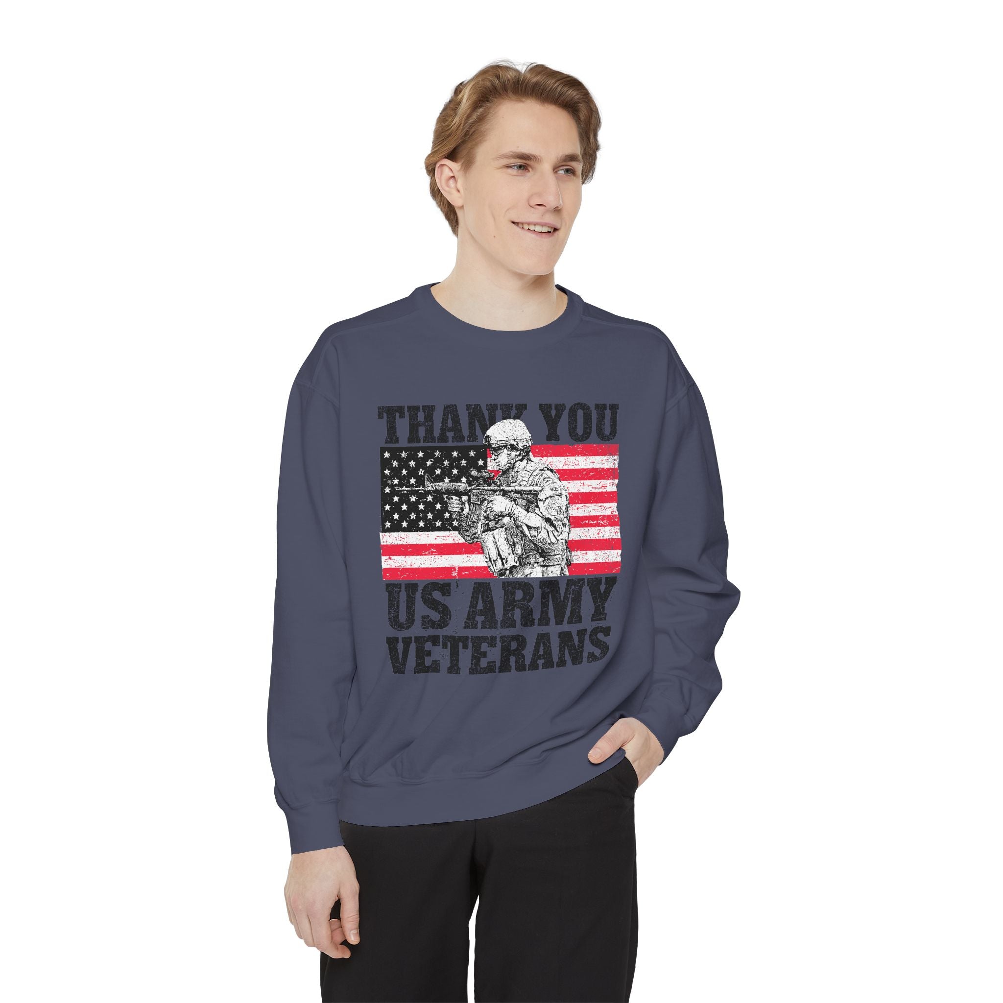 Thank You US Army Veterans Sweatshirt, Patriotic Soldier Crewneck, Military Appreciation Gift, American Flag Pullover for Veterans Day