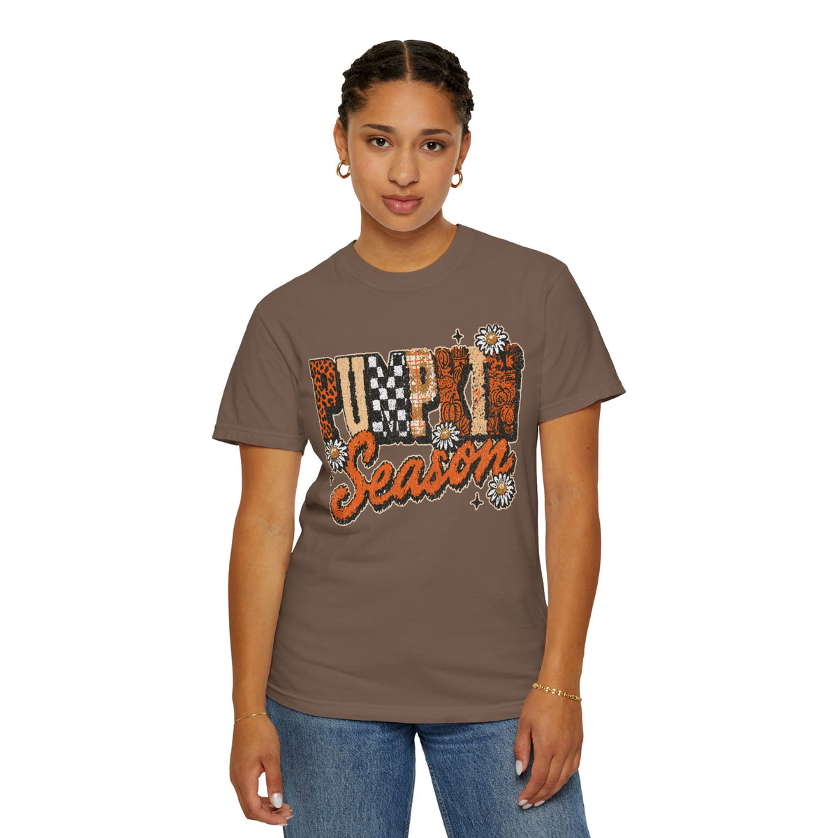 Pumpkin Season Shirt, Retro Leopard Checker Fall Graphic Tee, Cute Autumn Gift for Women, Cozy Thanksgiving October Outfit for Her