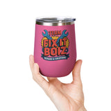 Mechanic Wine Tumbler, Team Fix It Boiz Wrench and Gear Design, Handyman Gift for Dad or a Repair Crew Coworker, Off Duty Workshop Drinkware
