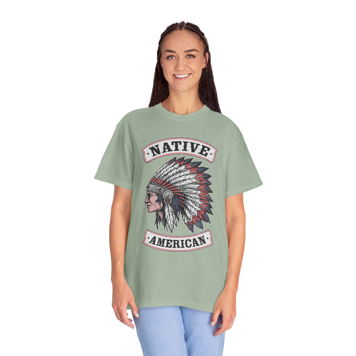 Native American Headdress Shirt, Patriotic USA Graphic Tee, Vintage American Eagle Style, Western Americana Gift, Fourth of July Shirt