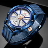 NAVIFORCE Mens Watches Top Brand Luxury Sport Watch Mesh Steel Date Week Waterproof Quartz Watch for Men Clock Relogio Masculino