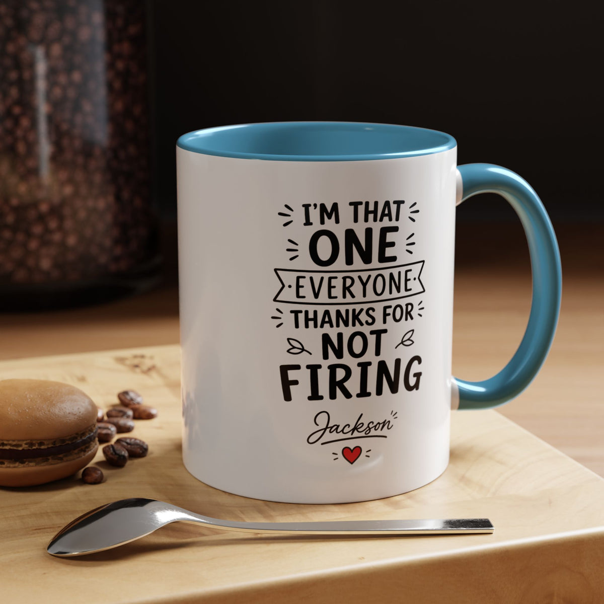 Personalized Funny Boss Mug, Thanks for Not Firing Us Coffee Cup, Custom Manager Name Gift, Coworker Office Humor, Boss Day Present