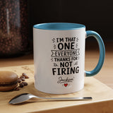 Personalized Funny Boss Mug, Thanks for Not Firing Us Coffee Cup, Custom Manager Name Gift, Coworker Office Humor, Boss Day Present
