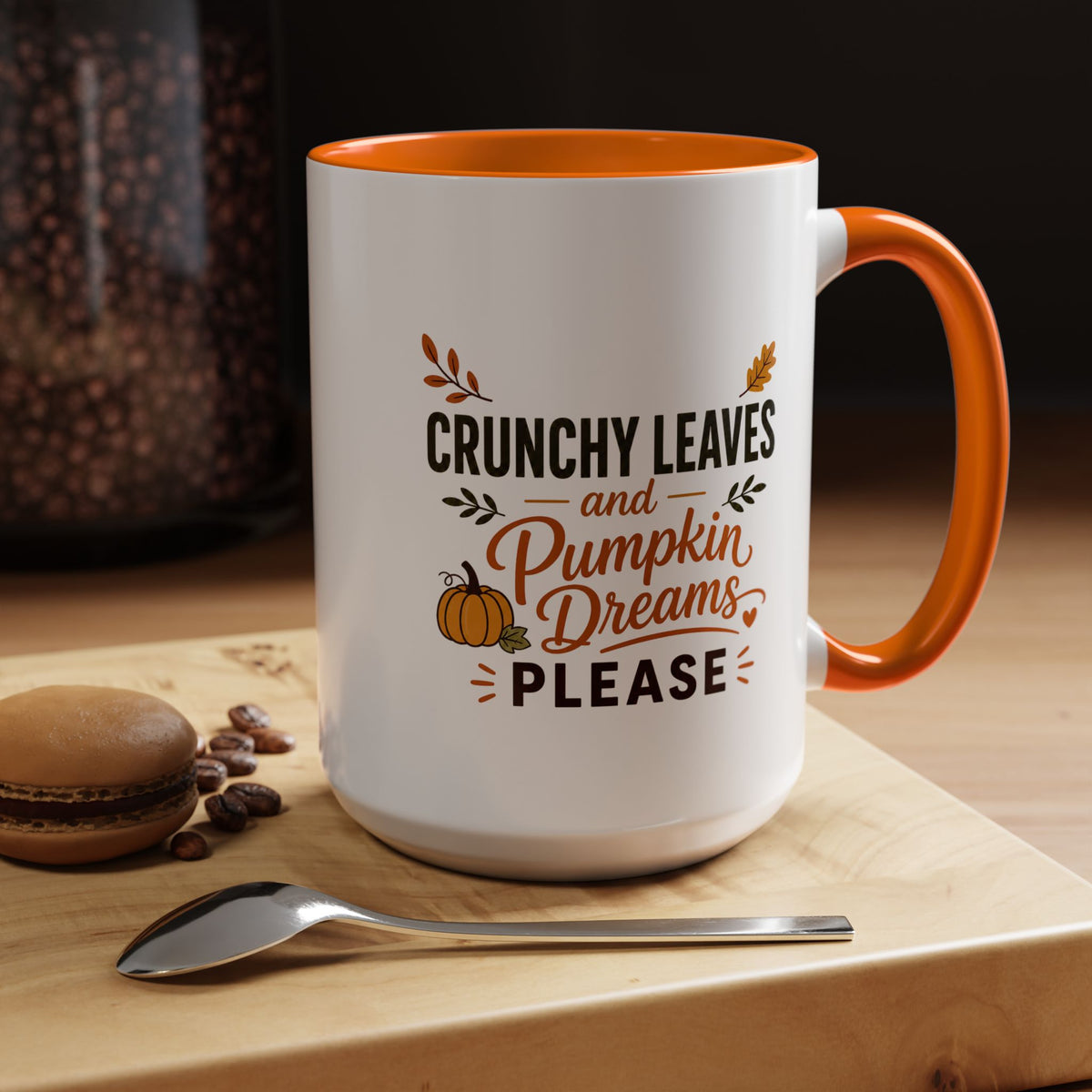 Cozy Air and Crunchy Leaves Mug, Pumpkin Dreams Fall Coffee Cup, Autumn Lover Gift for Her, Cute Seasonal Drinkware and Decor