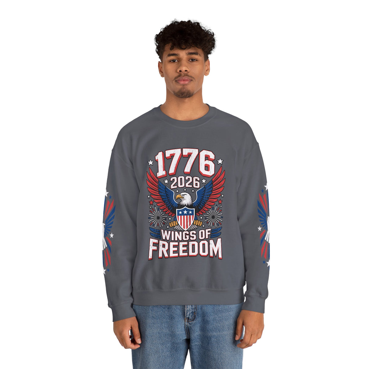 1776 Wings of Freedom Sweatshirt, Patriotic Eagle Pullover, American Flag Crewneck, USA 250th Anniversary Gift, Fourth of July Top