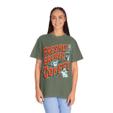 Coffee Lover Halloween Shirt, Freshly Brewed Coffee Ghost T-Shirt, Cute Spooky Season Gift for Barista and Caffeine Fan, Gift for Her