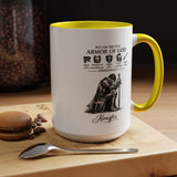 Full Armor of God Coffee Mug with Name, Personalized Christian Knight Gift for Men, Inspirational Scripture Ceramic Tea Cup, Religious Faith Present