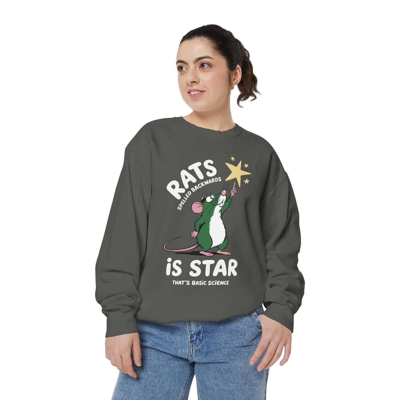 Funny Rat Sweatshirt, Rats Spelled Backwards Is Star Crewneck, Cute Rat Lover Sweatshirt, Pet Rat Gift, Funny Animal Apparel