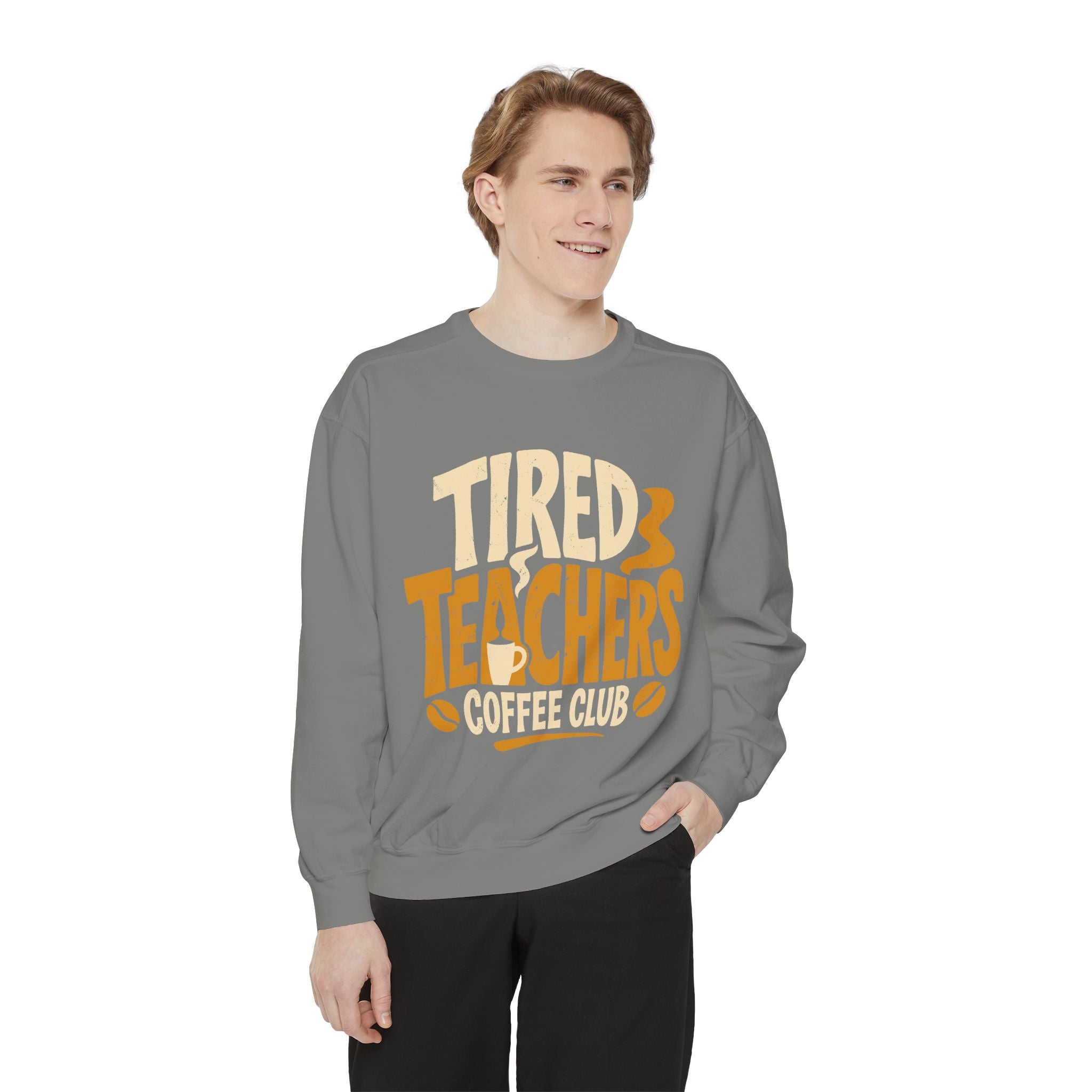 Tired Teachers Coffee Club Comfort Colors Sweatshirt, Funny Teacher Coffee Shirt, Educator Gift, Teacher Life Pullover