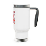Stainless Steel Travel Mug, Love for All Pixel Heart Cup, Romantic Gift for Her, Cute Valentine Drinkware, Everyday Coffee Mug