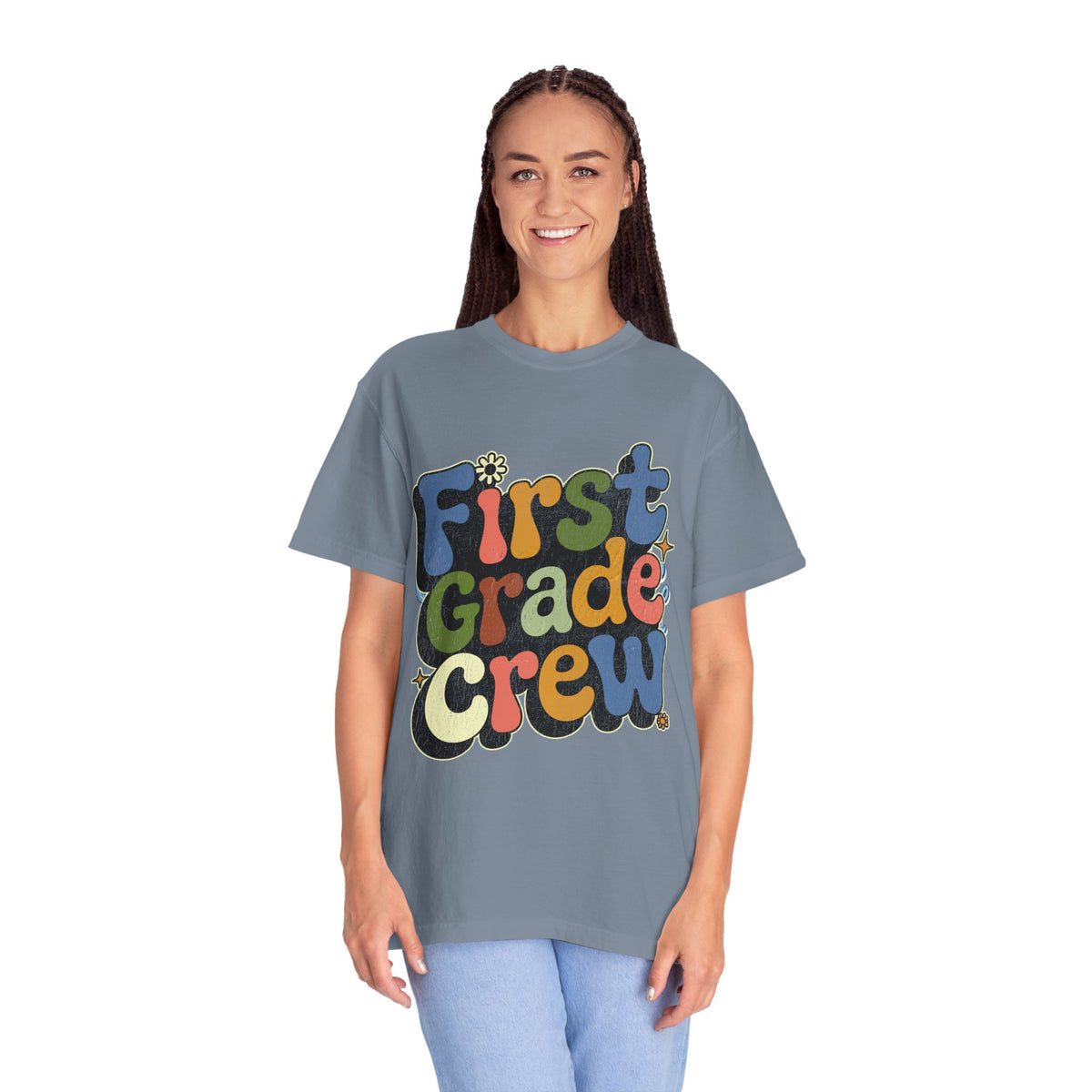 First Grade Crew T-Shirt, Retro Teacher Team Graphic Tee, Elementary School Staff Gift, First Day Classroom Outfit, Grade One Shirt