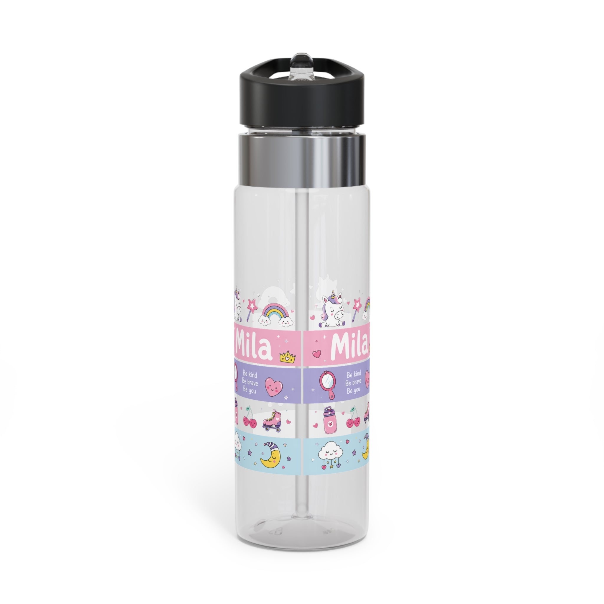 Personalized Transparent Water Bottle for Girls, Cute Unicorn Rainbow Drink Bottle, Kids School Water Bottle, Birthday Gift for Daughter