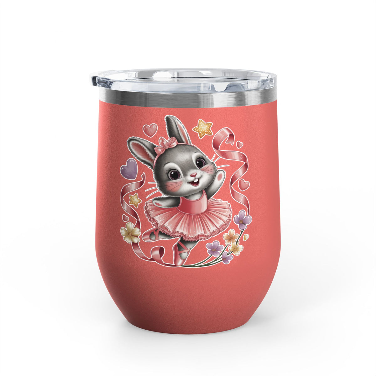 Ballet Bunny Wine Tumbler, Cute Pink Rabbit Cup, Gift for Ballerinas, Dance Students, Bunny Lovers and Ballet Besties