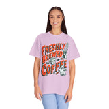 Coffee Lover Halloween Shirt, Freshly Brewed Coffee Ghost T-Shirt, Cute Spooky Season Gift for Barista and Caffeine Fan, Gift for Her